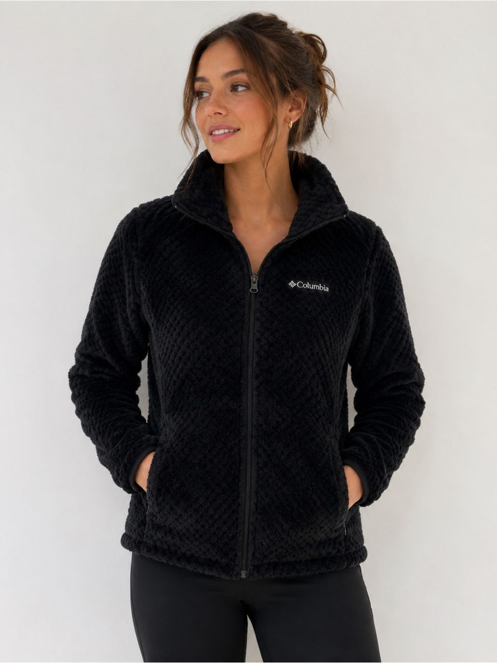 Columbia Black Plush Fleece Jacket Women’s XS Soft Cozy Full Zip Outdoor